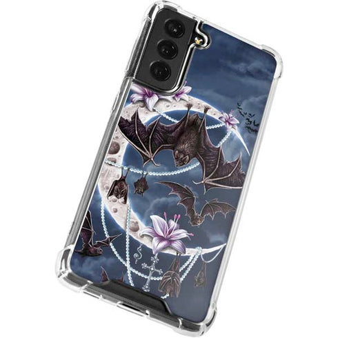 Gothic Moon with Bats and Flowers by Sarah Richter Galaxy S21 FE Clear Case